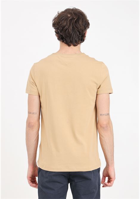 Beige short-sleeved T-shirt for men with logo embroidery TOMMY HILFIGER | MW0MW10800RBLRBL